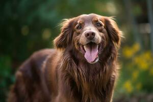 portrait of a happy outdoor summer dog generative AI photo