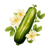 Zucchini Aquarell Illustration, Gemüse isoliert auf transparent Hintergrund, ai generativ png