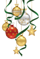 Set of Christmas decorations with ribbons png