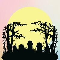 Midnight in the Moonlit Graveyard vector