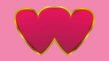 love concept, 3d heart object with red and gold isolated on pink background for graphic decorate video