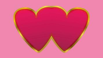 love concept, 3d heart object with red and gold isolated on pink background for graphic decorate video