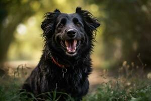 portrait of a happy outdoor summer dog generative AI photo