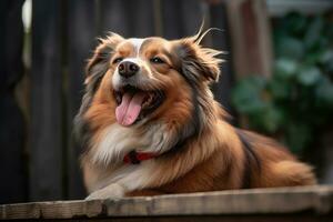 portrait of a happy outdoor summer dog generative AI photo