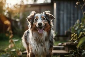 portrait of a happy outdoor summer dog generative AI photo