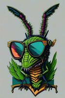 A detailed illustration of a Grasshopper for a t-shirt design, wallpaper and fashion photo