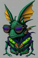 A detailed illustration of a Grasshopper for a t-shirt design, wallpaper and fashion photo