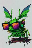 A detailed illustration of a Grasshopper for a t-shirt design, wallpaper and fashion photo