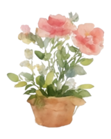 blomma pott vattenfärg png