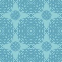 Vector seamless vintage pattern of abstract blue lace flowers on sky blue background