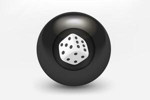 Black ball with dice icon. 3d vector illustration photo