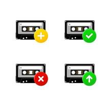 Cassette icons set with different pictograms. 3d vector icons set photo