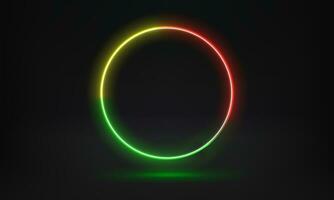 Abstract studio with glowing circle frame of neon light. 3d vector illustration photo