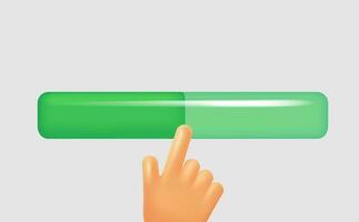 Progress bar with pionting finger. Loading data concept. 3d vector illustration photo