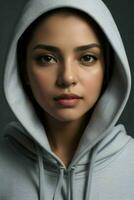 Stunning woman with a hoodie photo