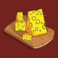 cheese on chopping board vector graphic illustration , cheese lover