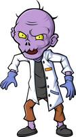 Spooky zombie scientist cartoon character on white background vector