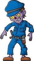 Spooky zombie policeman cartoon character on white background vector