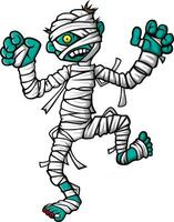 Cartoon scary halloween mummy  on white background vector