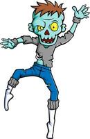 escalofriante zombi bailarín dibujos animados personaje en blanco antecedentes vector