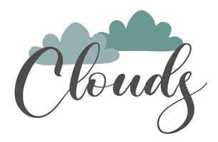 Autumn lettering Cloudy in Flat style. Vector color wording illustration for postcard, motivation card, decoration, invitation, poster. Design graphic with text.