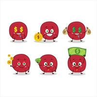 Slice of beet cartoon character with cute emoticon bring money vector