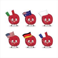 Slice of beet cartoon character bring the flags of various countries vector