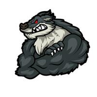 wolf mascot vector art illustration muscular wolf design