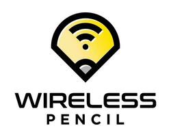 Wireless internet connection and pencil drawing logo design. vector