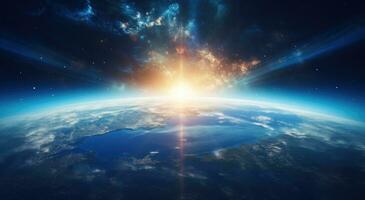 View of the planet Earth during a sunrise 3D rendering elements of this image furnished by NASA photo