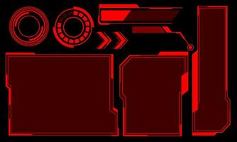 Hud frames red user interface elements design modern technology futuristic control panel screen digital hologram window gaming menu touching cyber monitor set on black background vector