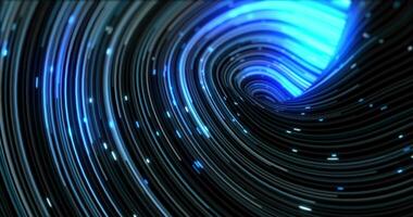 Blue energy abstract swirling curved swirl lines of glowing bright magical energy streaks and flying particles background photo