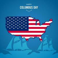 columbus day banner with usa maps and flag illustration vector