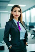 Businesswoman in the middle of a modern office photo