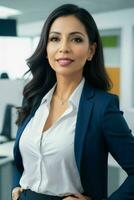 Businesswoman in the middle of a modern office photo