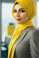 Businesswoman in the middle of a modern office photo