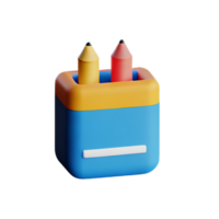 a blue and yellow pencil box with two pencils inside png