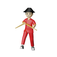 a cartoon man in red holding a stick png