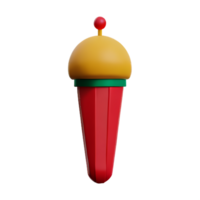 a red and yellow ice cream cone with a green top png