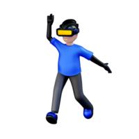 uma desenho animado homem vestindo uma virtual realidade fone de ouvido png