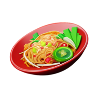 un' rosso ciotola con tagliatelle e verdure su esso png