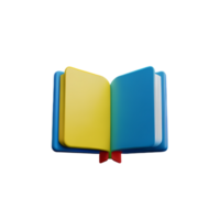 an open book with a yellow and blue cover png