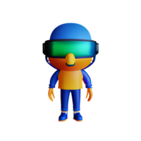 uma desenho animado personagem vestindo uma azul e laranja equipamento png