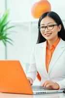 Business Woman With Laptop photo