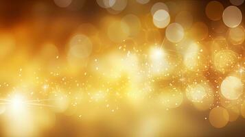 Gold glitters background. shimmering blur spot lights Bokeh Shiny gold light background texture. photo