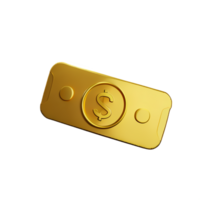 3d icono papel dólar dinero billetes de oro png