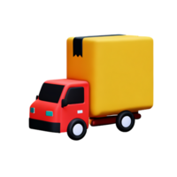 3d colorful delivery car deliver cardboard boxes png