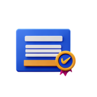 3d illustration of certificate school education icon png