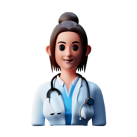 hembra médico 3d profesión avatares ilustraciones png