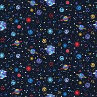 Cartoon Dark Open Space Flat Seamless Pattern vector